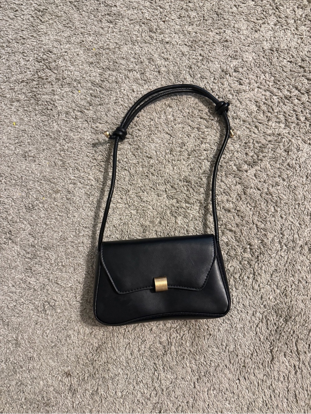 Classic Black Shoulder Bag with Gold Accent